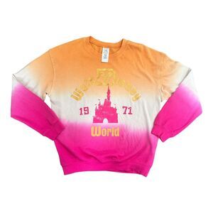 COPY - Disney Parks Walt Disney World Castle Crewneck Sz Medium EUC Orange Pink…